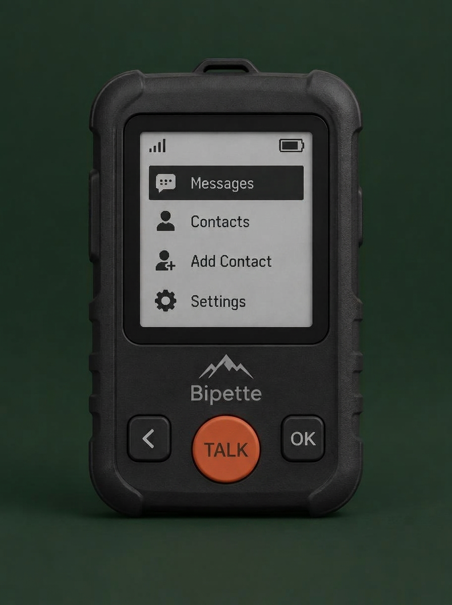 Front view of the Bipette LoRa messenger